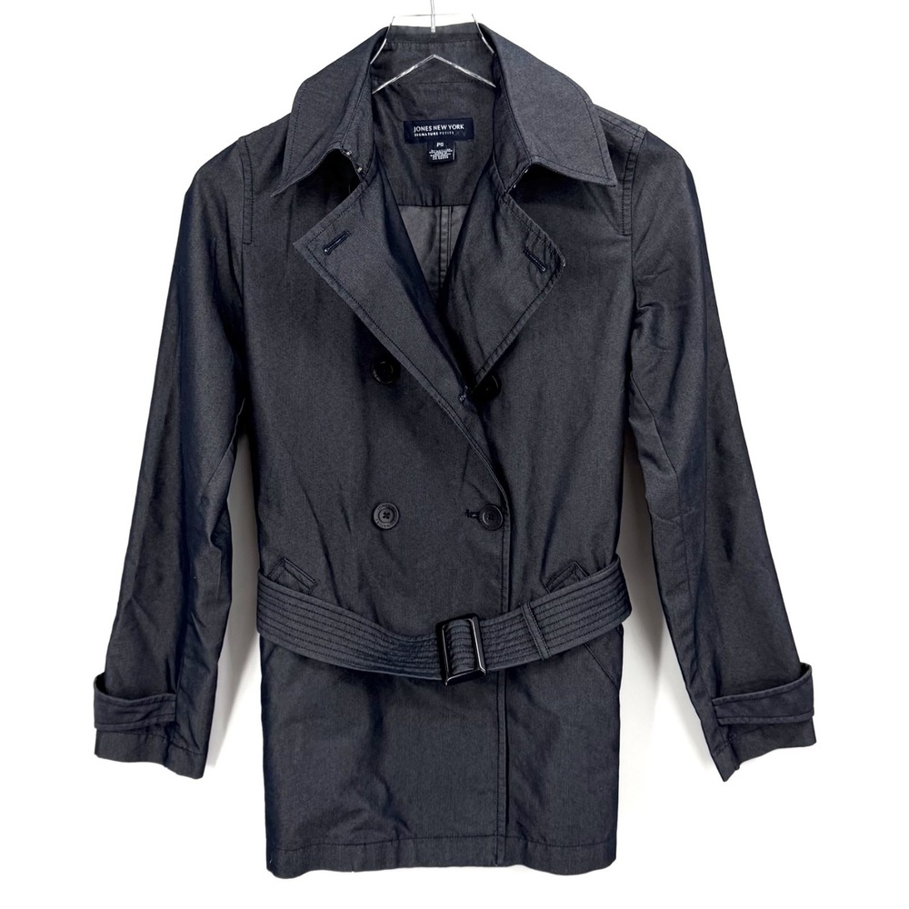 Vintage Jones New York Denim Jacket Petite PS Belted Lightweight Coat Dark Wash